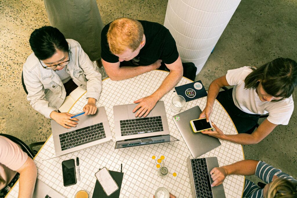 a team of digital marketing working togeather